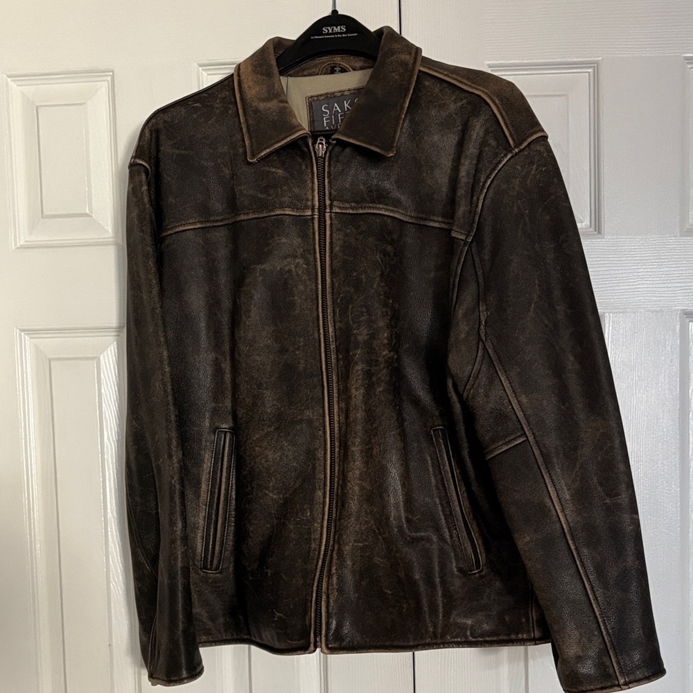 Saks Fifth Avenue Men's Distressed Brown Leather Jacket